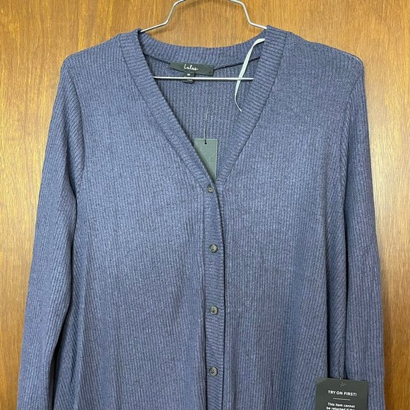 NWT Lulu's Navy Blue Button Down Long Sleeve Mini Dress Size Medium - Picture 2 of 7